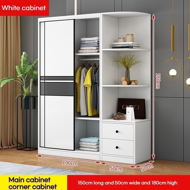 Kabinet moden ringkas pintu gelangsar bilik tidur rumah kayu padu