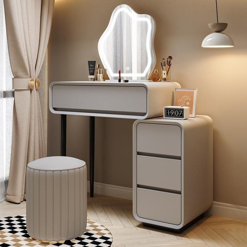 Cream Wind Solid Wood Large Bedroom Modern Simple Foldable Chest of Drawers One Dressing Table