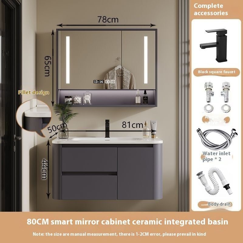 QW- Ins Style Storage Cabinet, Smart Mirror Cabinet for Bathroom, Bathroom Sink Set