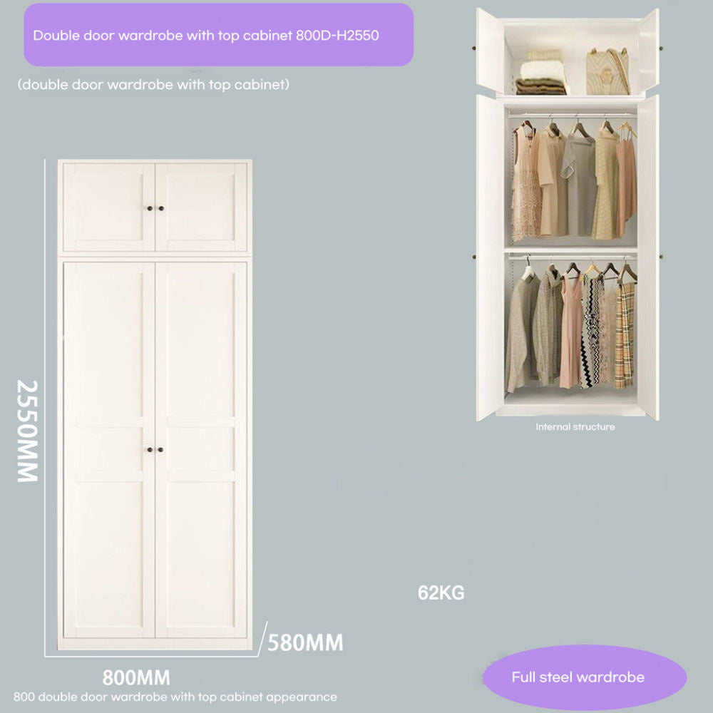 Almari pakaian, storan bilik tidur rumah besi tempa, warna krim gaya Eropah, almari pakaian, almari pakaian kanak-kanak