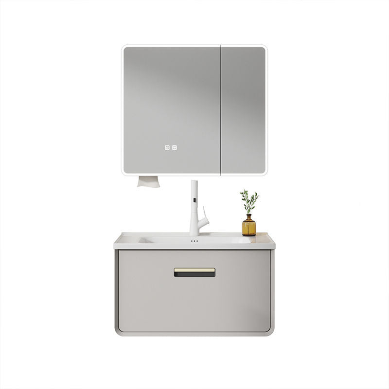 QW- Aluminum Thickened Stainless Steel Basin Smart Glass Bathroom Storage Cabinet