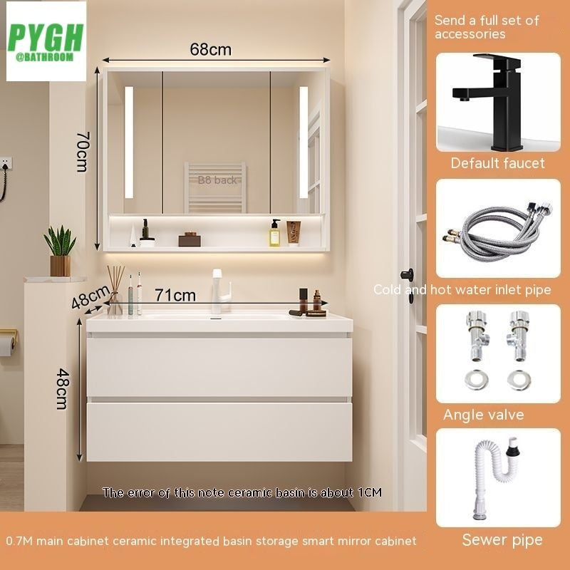 QW- White Storage Smart Mirror Cabinet, Bathroom Sink