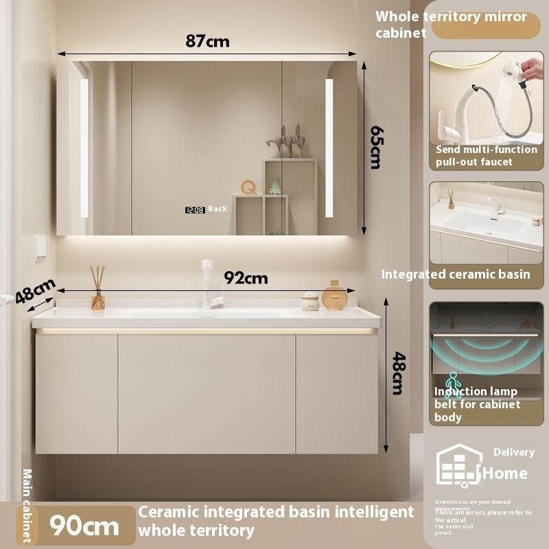 QW- Bathroom storage made from real wood, smart mirror cabinet in the bathroom, bathroom sink