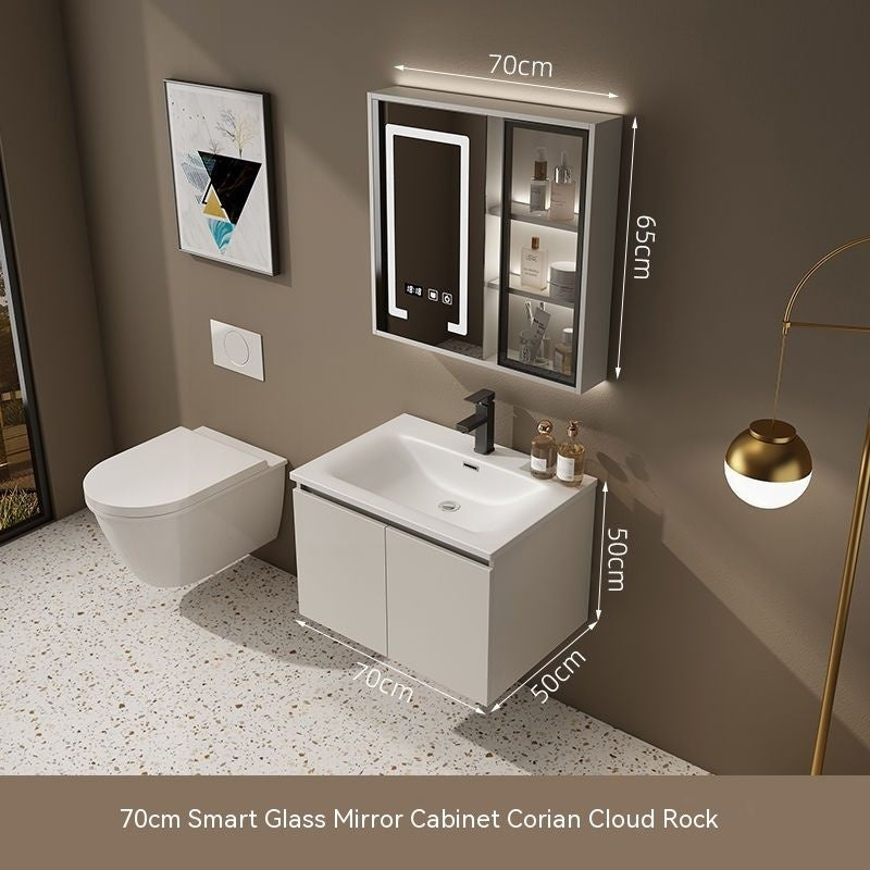 QW- Washbasin with Smart Mirror Bathroom, Real Wood Storage Cabinet in the Bathroom