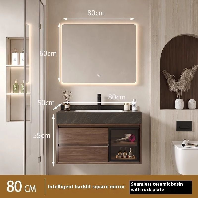 QW- Smart Mirror Real Wood Storage Cabinet in the Bathroom, Bathroom Sink Set