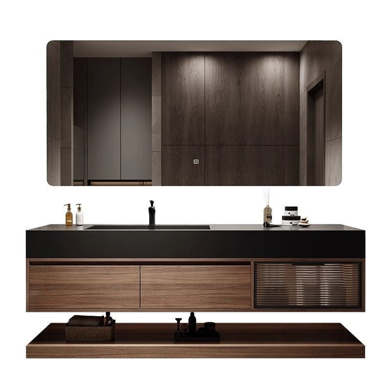 QW- Custom-made Real Wood Storage Cabinet Smart Mirror Sink in the Bathroom