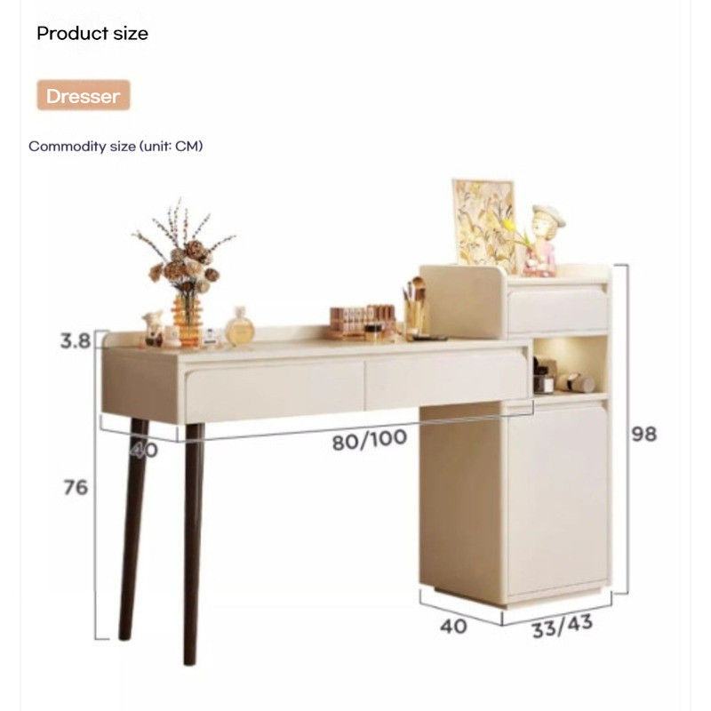 Bedroom Cream Wind Premium Makeup Cabinet Foldable Dressing Table
