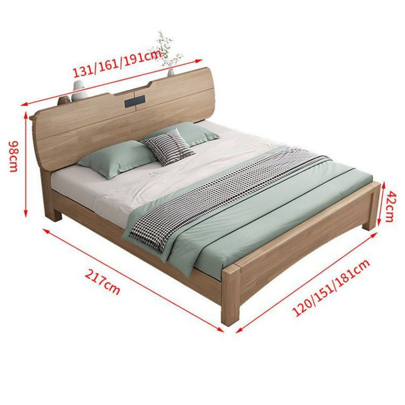 Bilik Tidur Utama Nordik Moden Ringkas 1.8 Saiz Queen Katil Single Lock 1.5 Oak Kayu Padu