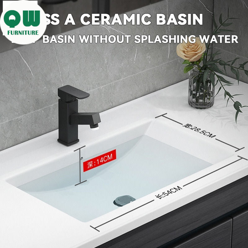 QW- Smart Bathroom, Storage Made of Real Wood, Multipurpose for Bathroom Mirror, and Washbasin Cabinet with Mirror