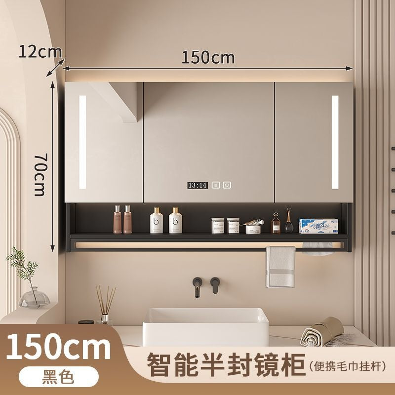 QW- Bilik Mandi Cermin Pintar Kabinet cermin di bilik mandi boleh menghilangkan habuk dan kabus dengan menghidupkan pemanas.