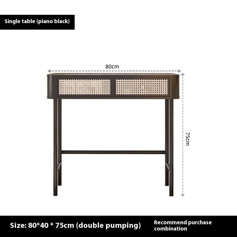 Cream Wind Simple Modern Glass Iron Art Large Bedroom Dressing Table