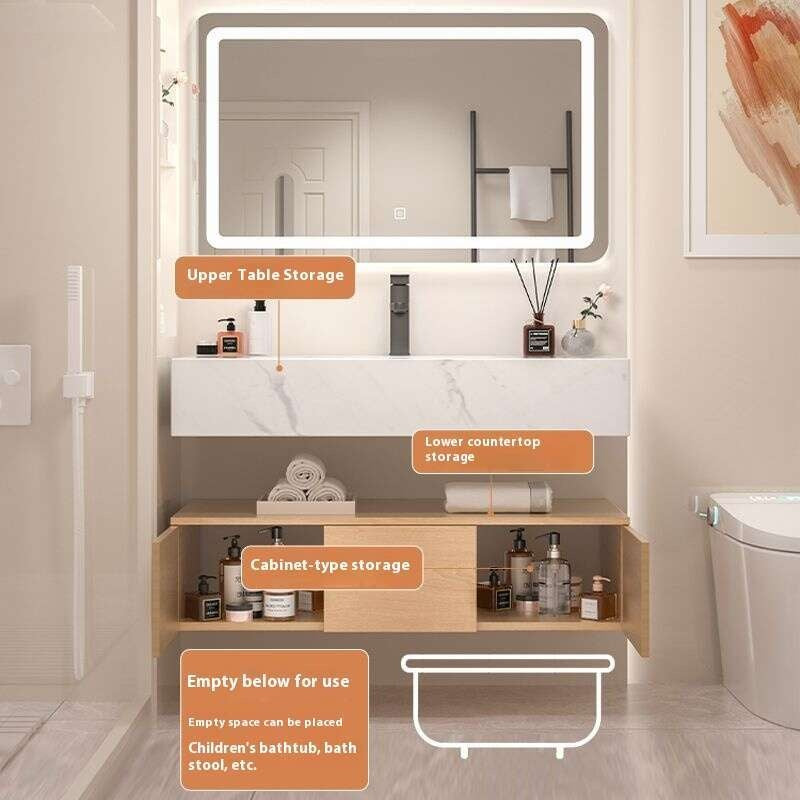 QW- Real wood storage cabinet smart mirror in the bathroom, bathroom sink