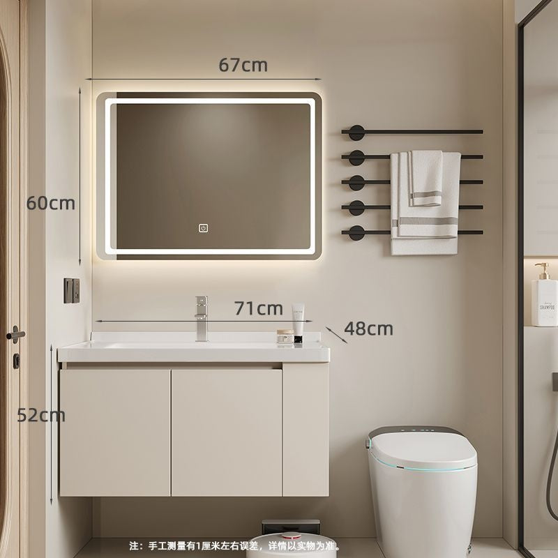 QW- Set kabinet kayu asli dengan cermin pintar dan sinki bilik mandi. 