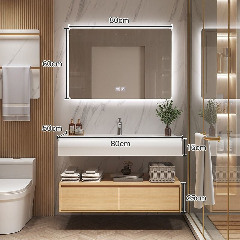 QW- Solid Wood Storage Smart Mirror Cabinet Bathroom Sink Set