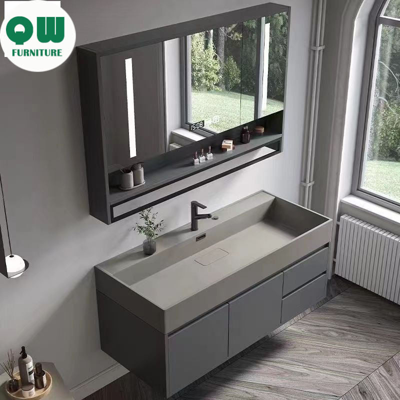 QW- Smart Mirror Real Wood Storage Bathroom Wash Cabinet