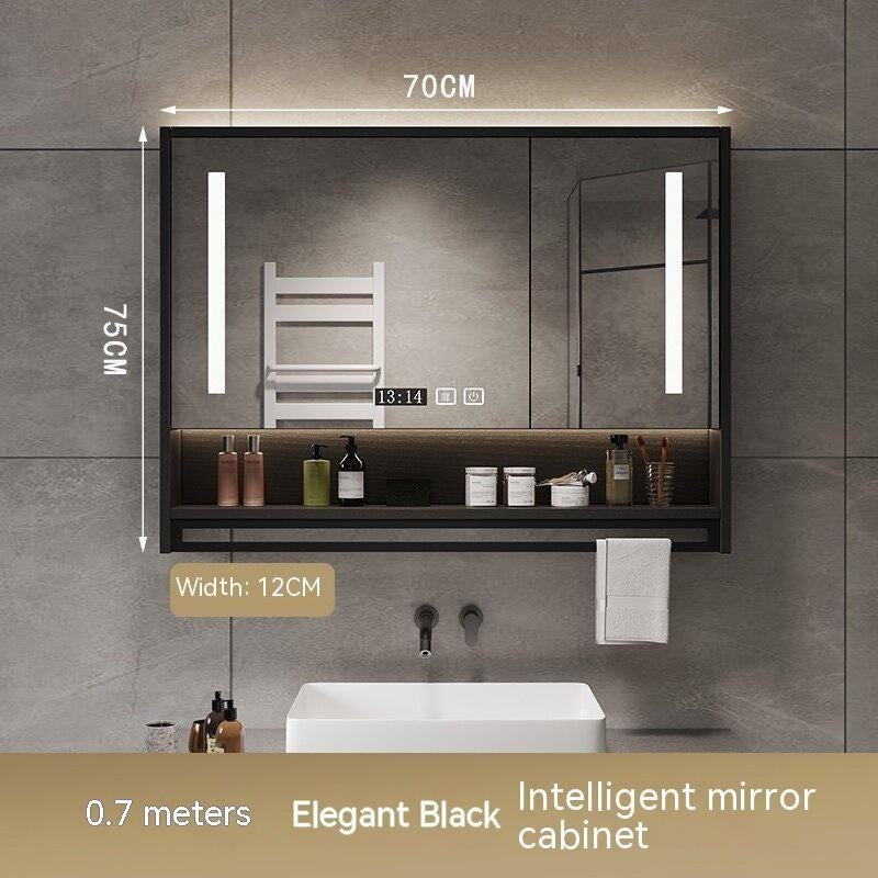 QW- Bilik Mandi Cermin Pintar Kabinet cermin di bilik mandi boleh menghilangkan habuk dan kabus dengan menghidupkan pemanas.