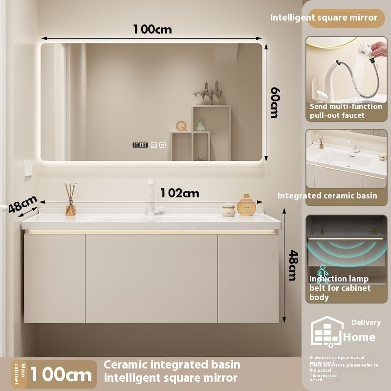 QW- Bathroom storage made from real wood, smart mirror cabinet in the bathroom, bathroom sink
