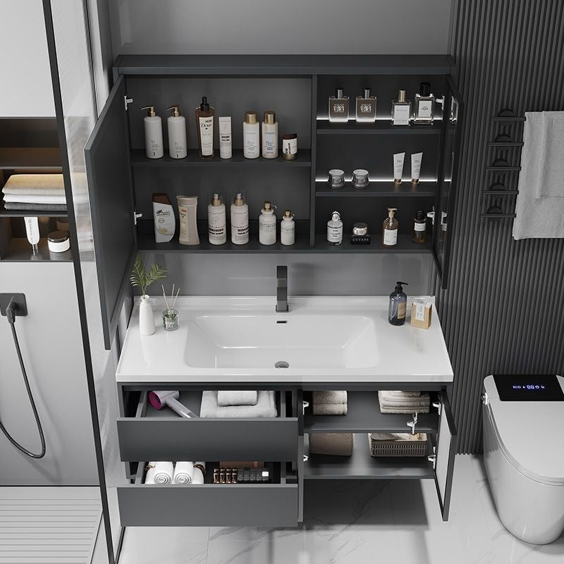 QW- Solid Wood Storage Smart Mirror Cabinet Bathroom Sink Set