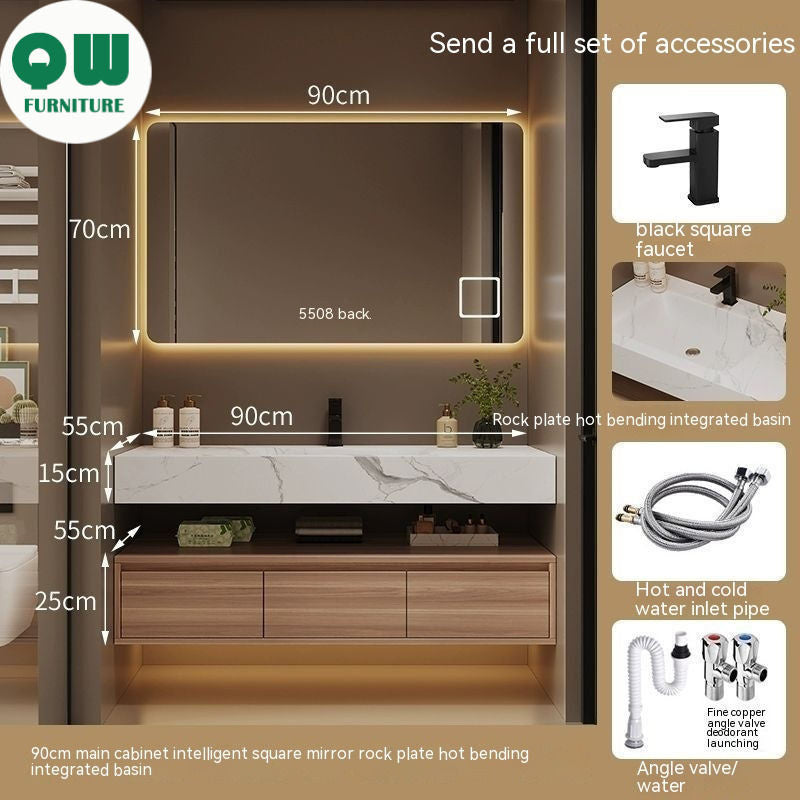 QW- Kabinet buatan khas dan cermin pintar untuk bilik mandi, kabinet simpanan bilik mandi, set sinki 