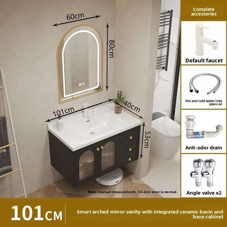 QW- Kabinet kaca pintar untuk storan bilik mandi, lebar 40 cm.