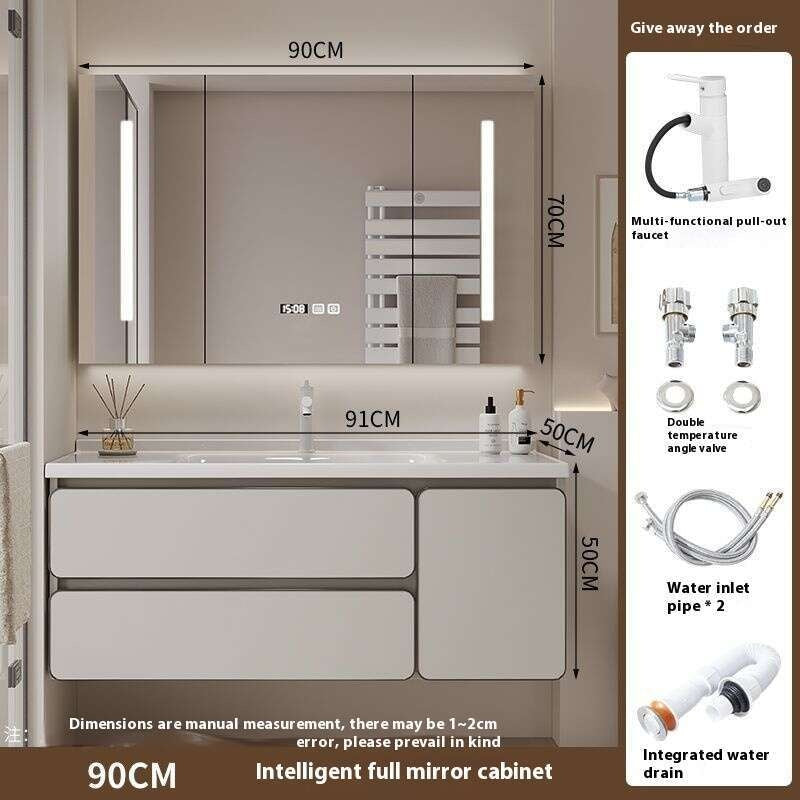 QW- Real wood storage cabinet smart mirror in the bathroom, bathroom sink