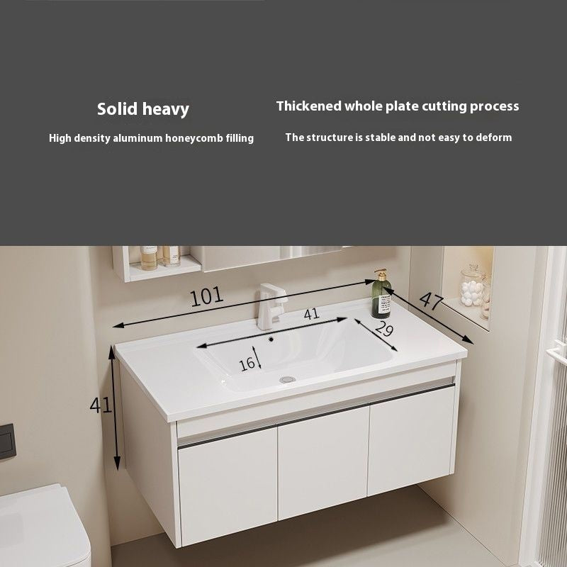 QW- alloy Aluminum makes a storage cabinet for the bathroom, mirror cabinet, and sink set.