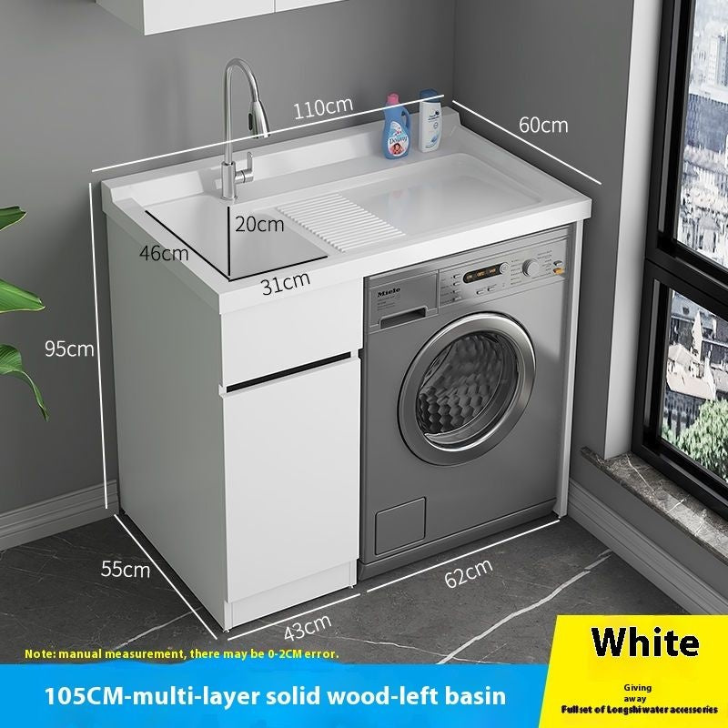 QW- Genuine Wooden Storage Cabinet Bathroom Sink Set Washing Machine Table