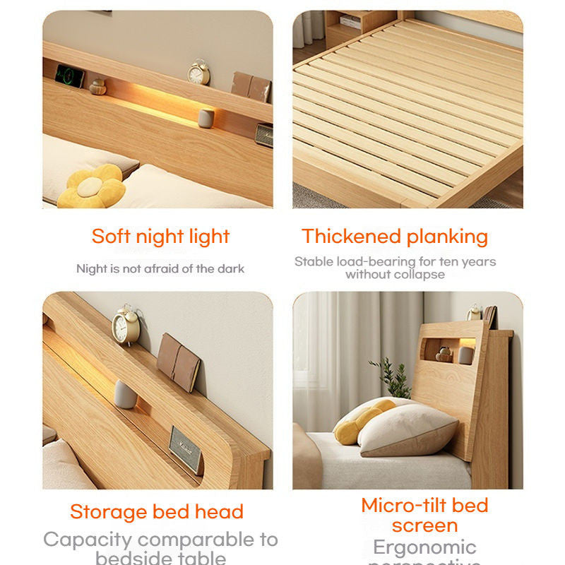 Drawer Storage Solid Wood 1.8 Meter Modern Simple Double Bedroom 1.2m1.5 Single Bed Frame