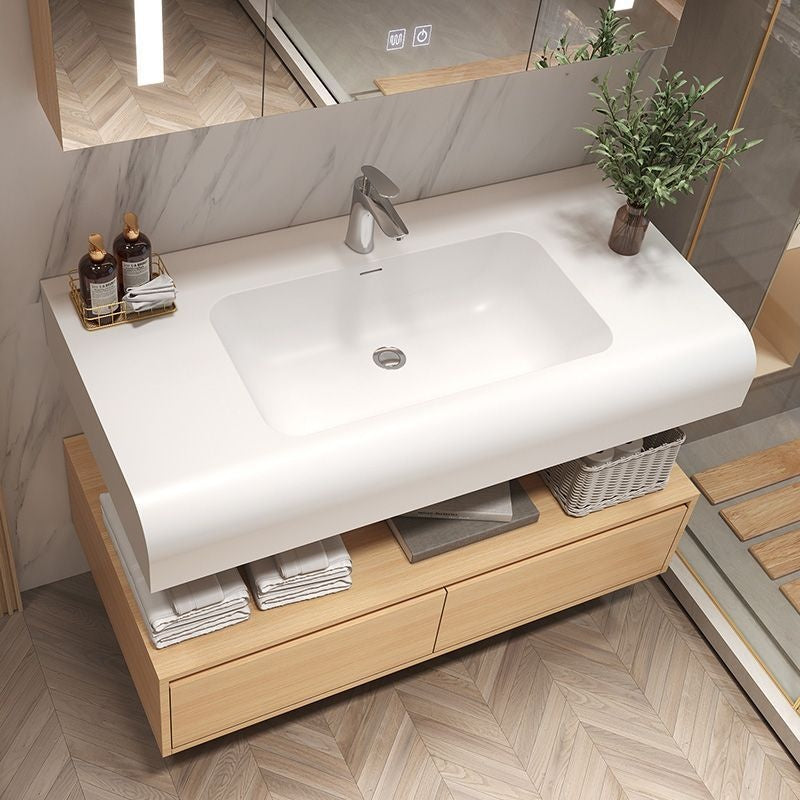 QW- Solid Wood Storage Smart Mirror Cabinet Bathroom Sink Set