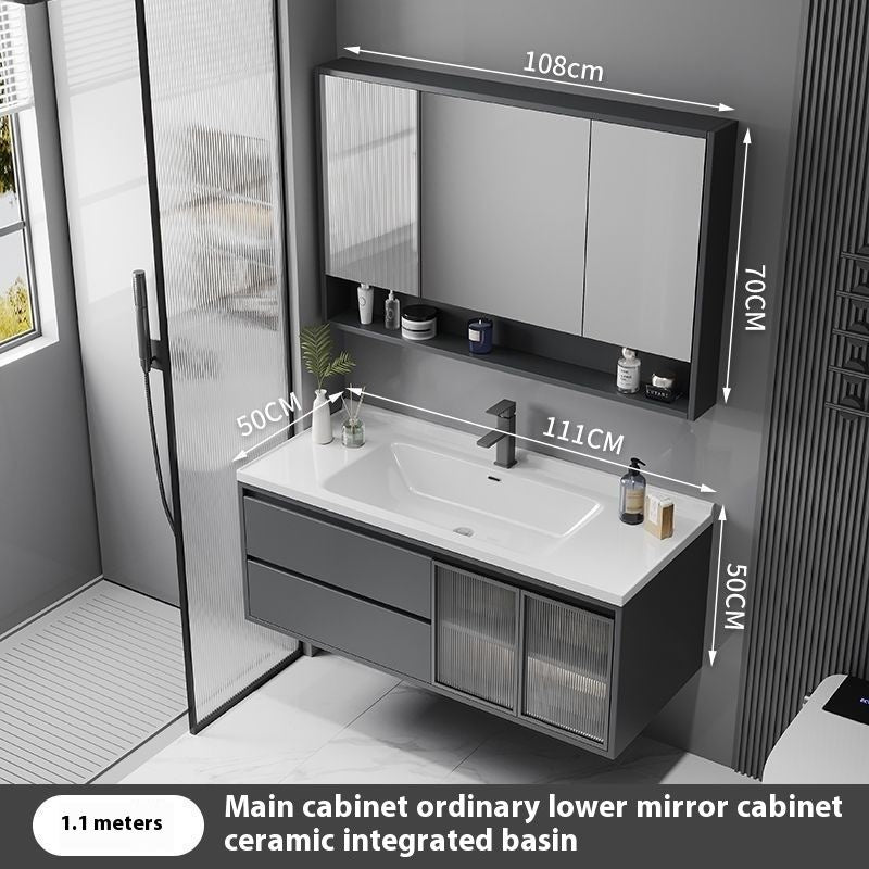 QW- Solid Wood Storage Smart Mirror Cabinet Bathroom Sink Set