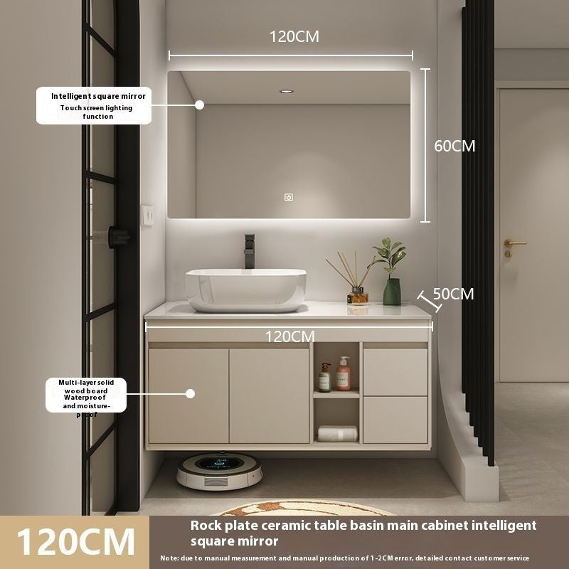QW- Bilik Mandi Pintar, Kabinet Penyimpanan Bilik Mandi Cermin, Set Besen 