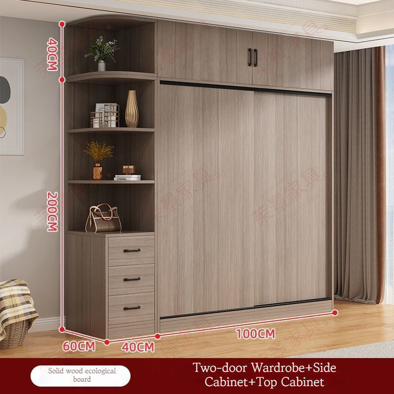 Solid Wood Sliding Door Home Bedroom Modern Simple Storage Cabinet Wardrobe 1.8m