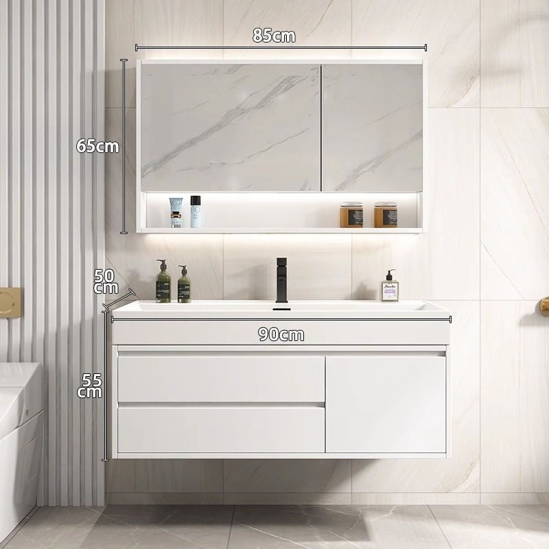 Kabinet Kaca Pintar Singki Putih QW-, Kabinet Penyimpanan Bilik Mandi Kayu Asli 