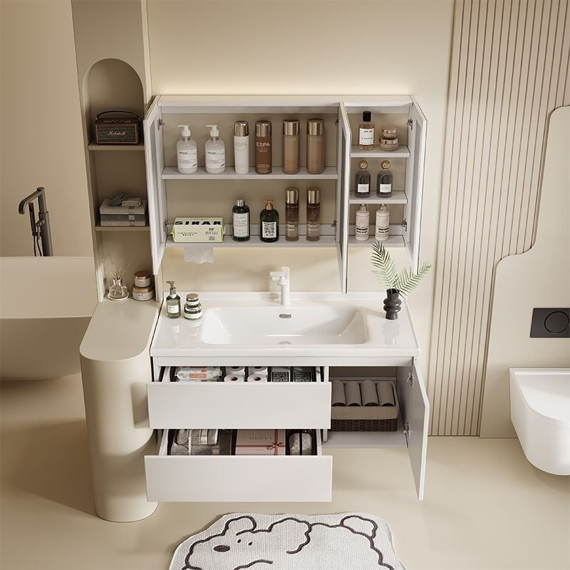QW- Solid Wood Storage Smart Mirror Cabinet Bathroom Sink Set