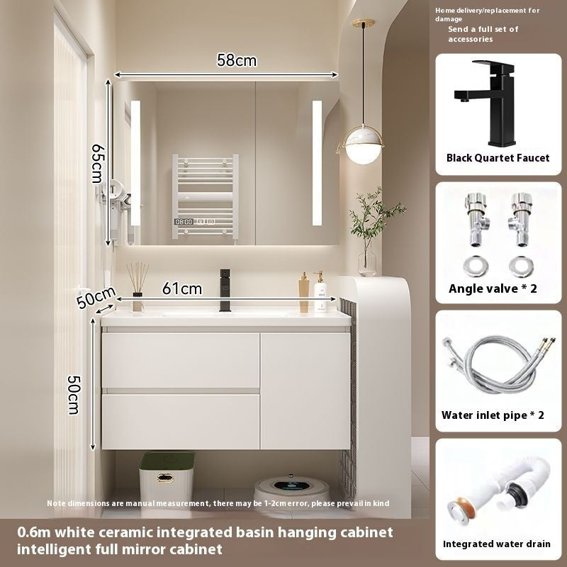 QW- Kabinet Cermin Pintar Diperbuat Daripada Kayu Asli di Bilik Mandi, Singki Bilik Mandi 