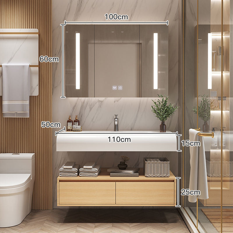 QW- Solid Wood Storage Smart Mirror Cabinet Bathroom Sink Set