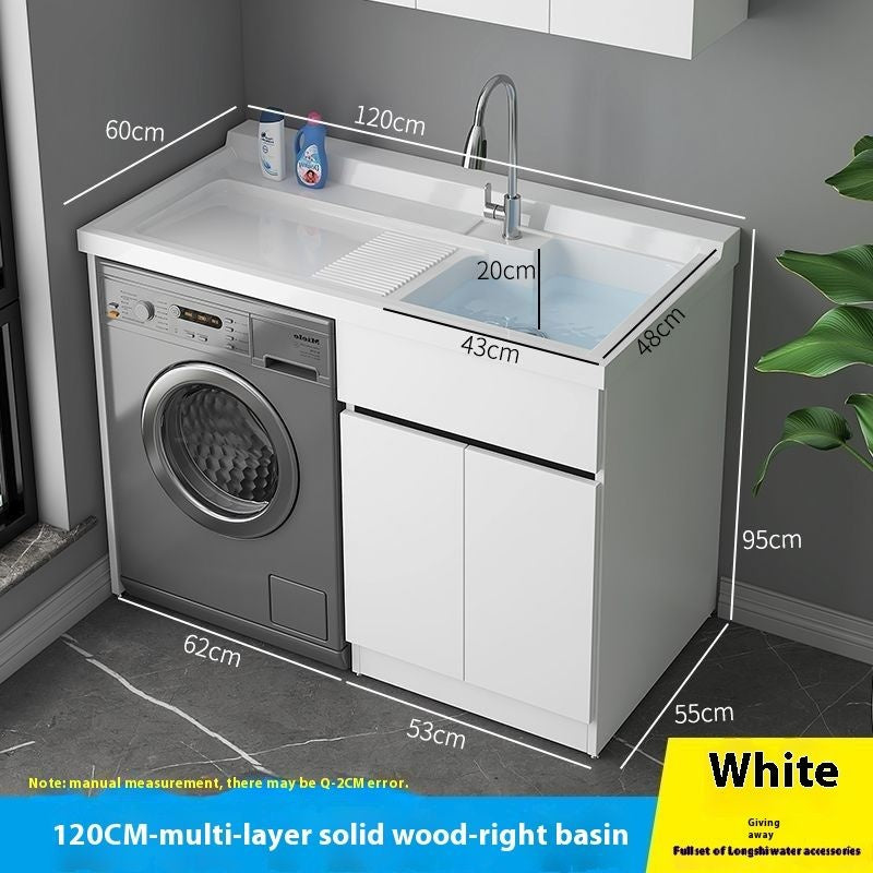 QW- Genuine Wooden Storage Cabinet Bathroom Sink Set Washing Machine Table