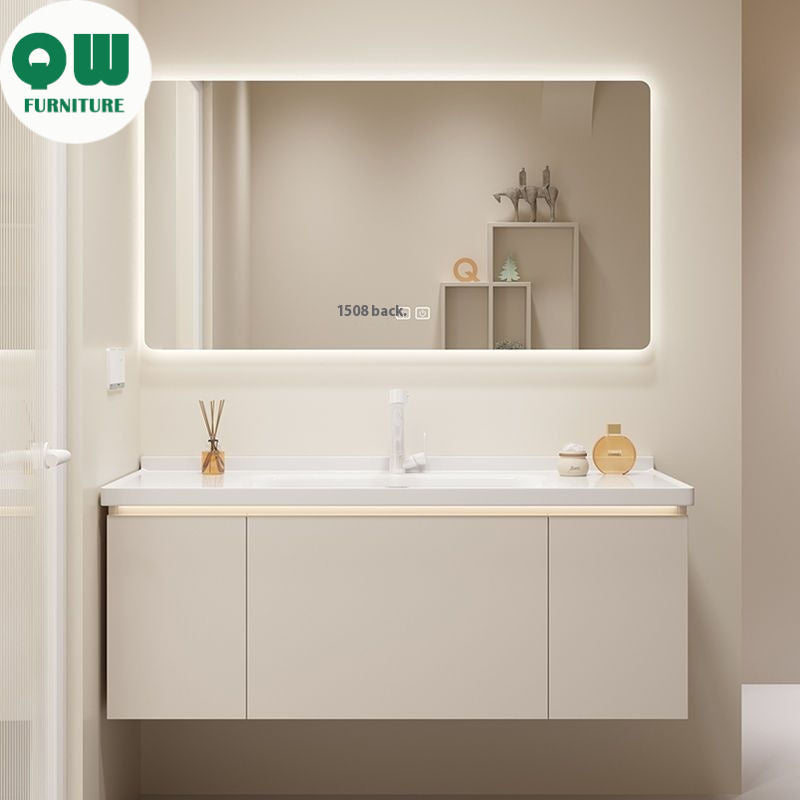 QW- Bathroom storage made from real wood, smart mirror cabinet in the bathroom, bathroom sink