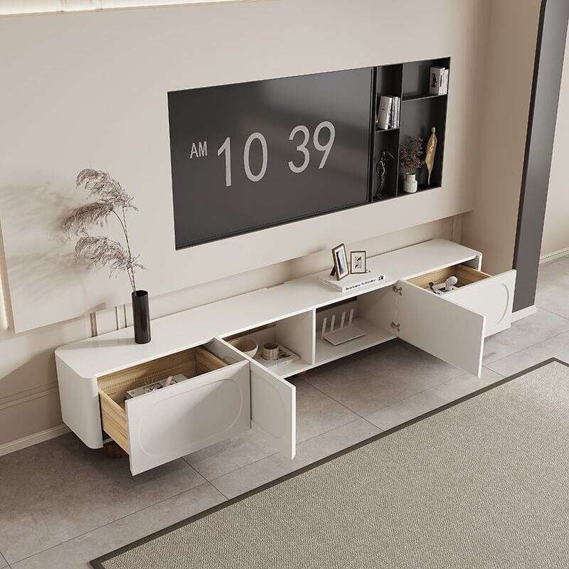 Cream Style Solid Wood Cabinet Simple modern coffee table Floor standing TV cabinet set