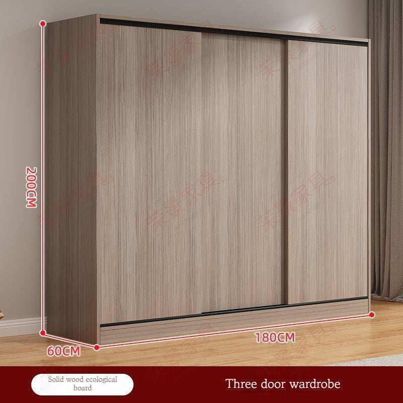 Solid Wood Sliding Door Home Bedroom Modern Simple Storage Cabinet Wardrobe 1.8m