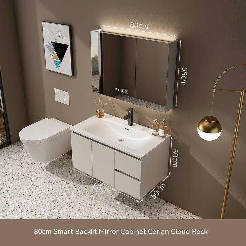 QW- Washbasin with Smart Mirror Bathroom, Real Wood Storage Cabinet in the Bathroom