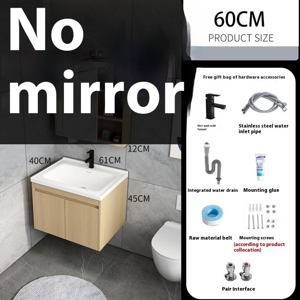 QW- Set kabinet kayu asli dengan sinki dan cermin pintar bilik mandi. 