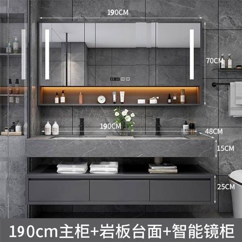 QW- Solid Wood Smart Glass Cabinet, Bathroom Sink