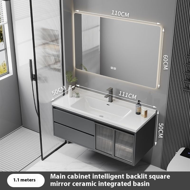 QW- Solid Wood Storage Smart Mirror Cabinet Bathroom Sink Set