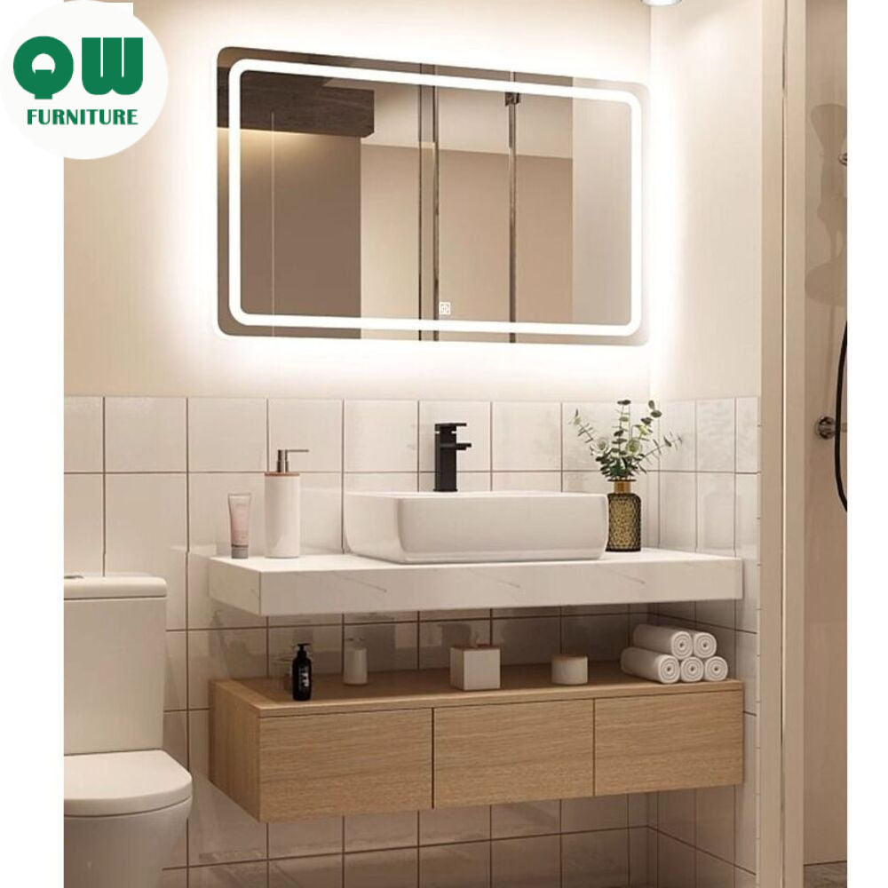 QW- Kabinet Penyimpanan Singki, Cermin Bilik Mandi Pintar 