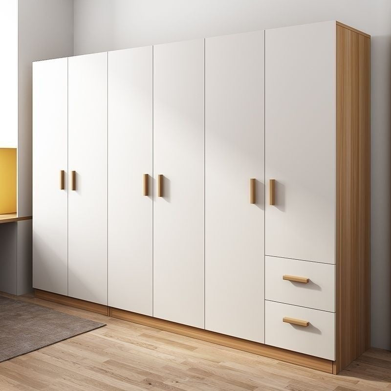 Solid Wood Home Bedroom Easy Assembly Rental House Wardrobe Simple Modern Small Sliding Style Storage Cabinet