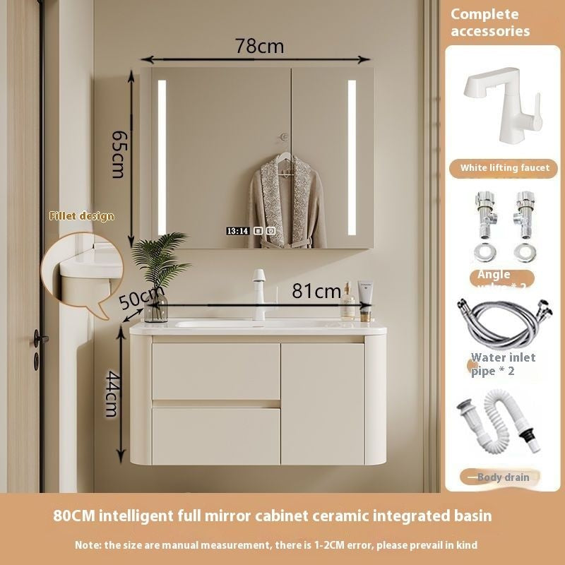 QW- Ins Style Storage Cabinet, Smart Mirror Cabinet for Bathroom, Bathroom Sink Set