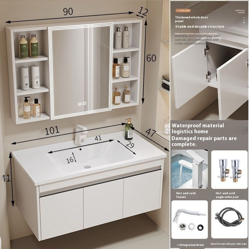 QW- alloy Aluminum makes a storage cabinet for the bathroom, mirror cabinet, and sink set.