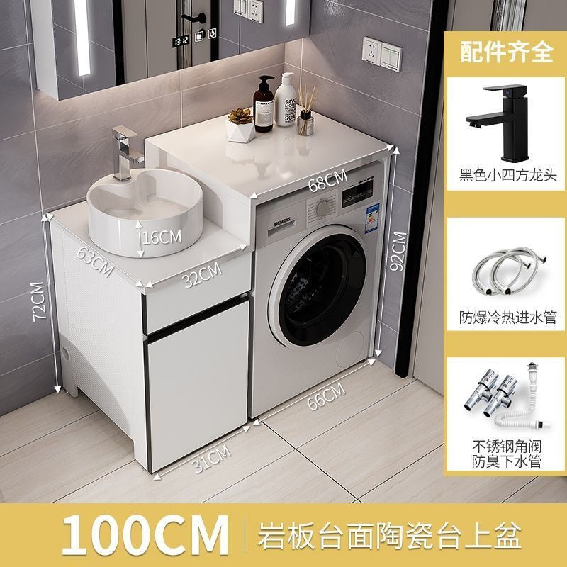 QW- Aluminum Bathroom Cabinet Set with Sink and Countertop Washing Machine