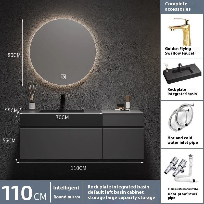 QW- Custom-made Luxury Storage Cabinet Smart Glass Bathroom Basin Set